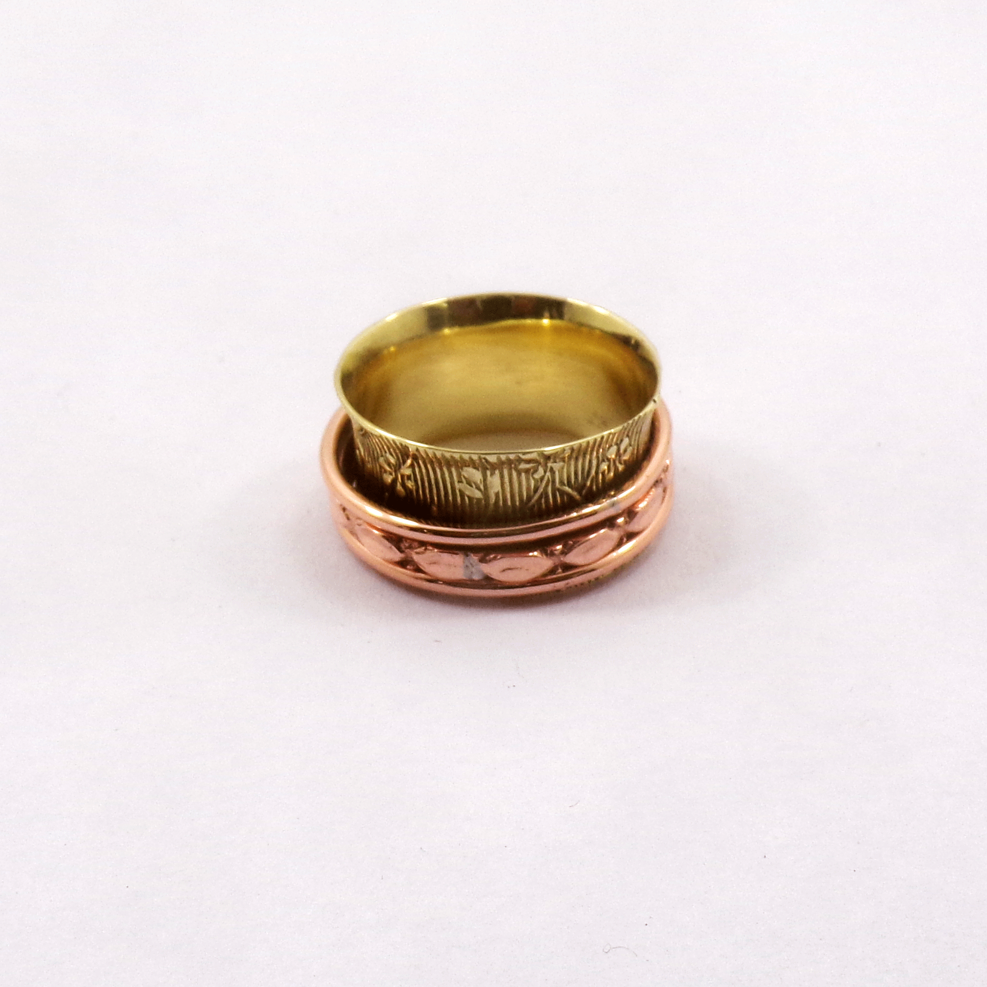 Ring Size - 9 Braided Copper Ring M - BSPR999 18K Rose Gold & Yellow Gold Plated Solid Handmade Designer Braided Copper Spinner Ring